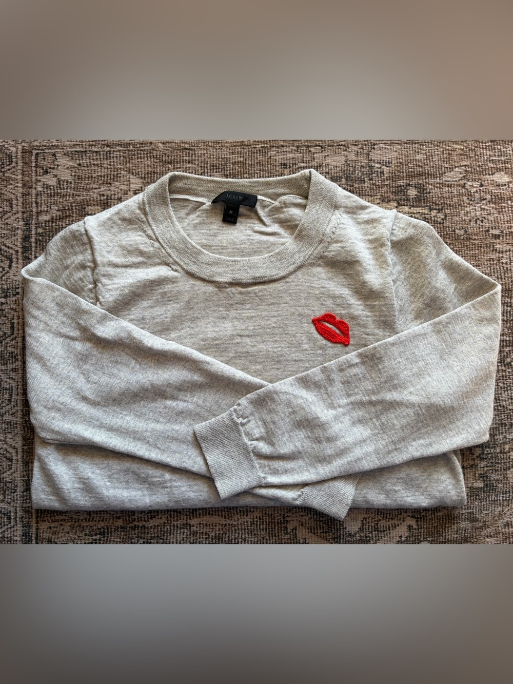J. Crew Tippi Sweater with Embroidered Lips - Picture 7 of 8